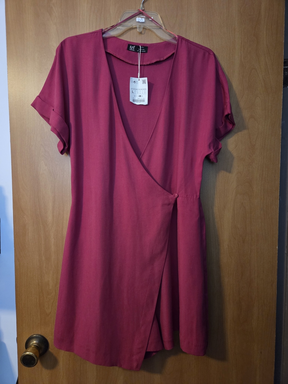 ZARA TRF Collection Pink Short Sleeve Wrap Romper Size L Comfy Casual Summer